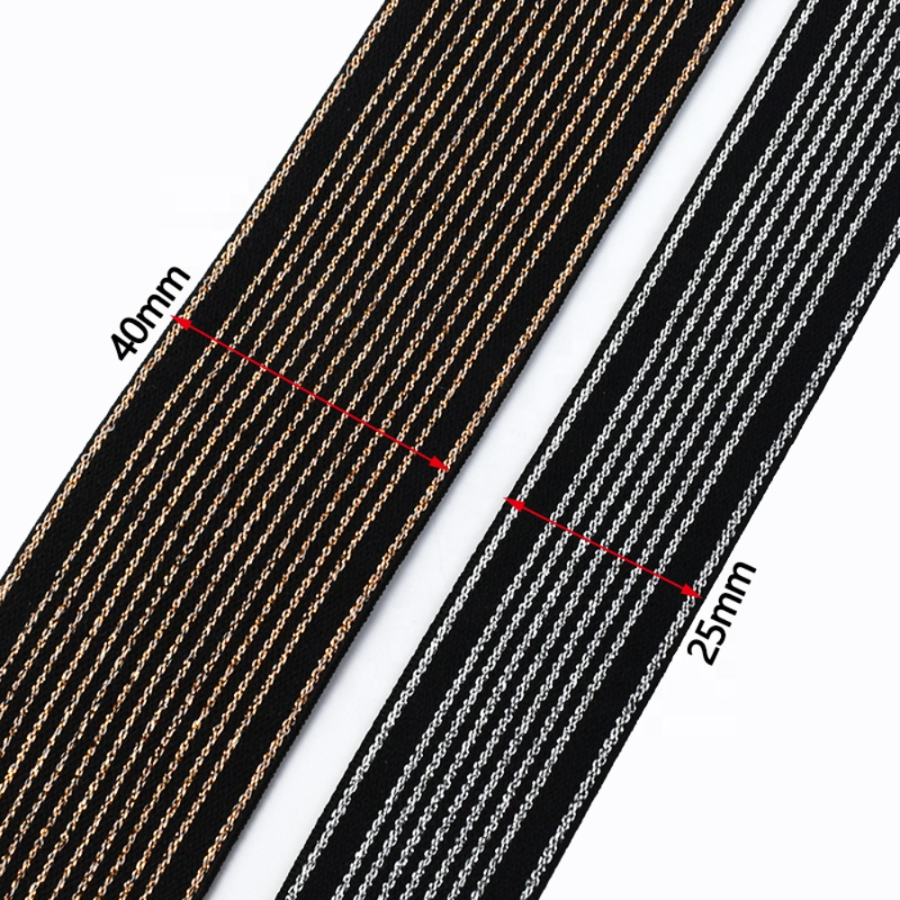 40mm DIY Sewing Material Tinsel Colored Striped Elastic Band - Image 4
