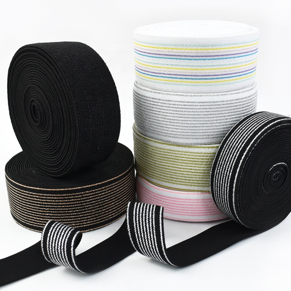 40mm DIY Sewing Material Tinsel Colored Striped Elastic Band