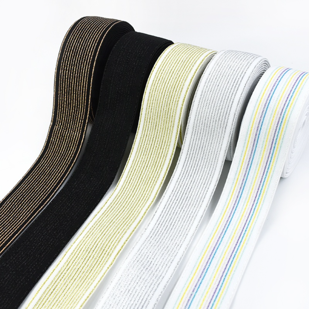 40mm DIY Sewing Material Tinsel Colored Striped Elastic Band - Image 6