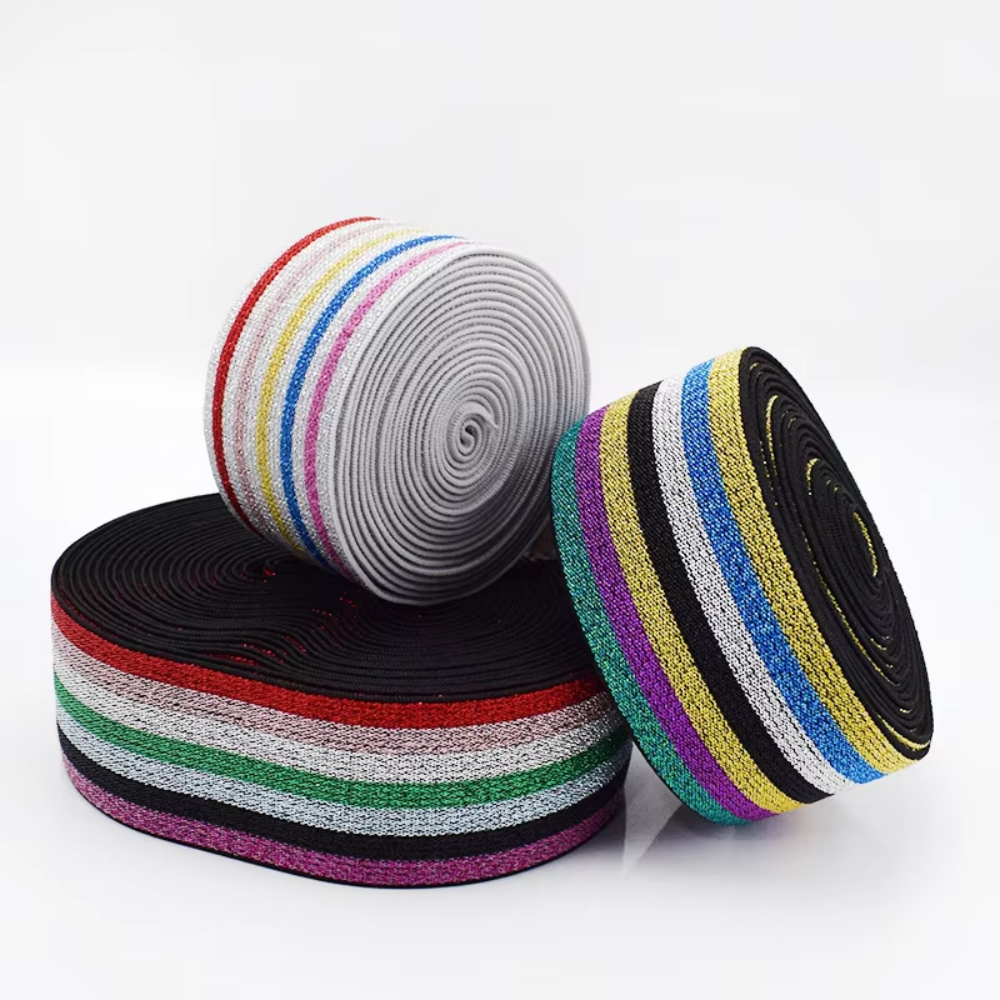 DIY Sewing Accessories Rainbow Stripe Webbing Nylon Elastic Bands For Garment - Image 2