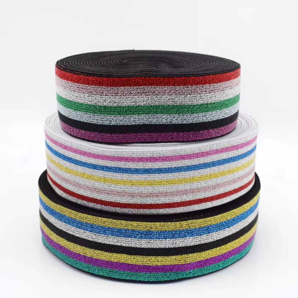 DIY Sewing Accessories Rainbow Stripe Webbing Nylon Elastic Bands For Garment - Image 3