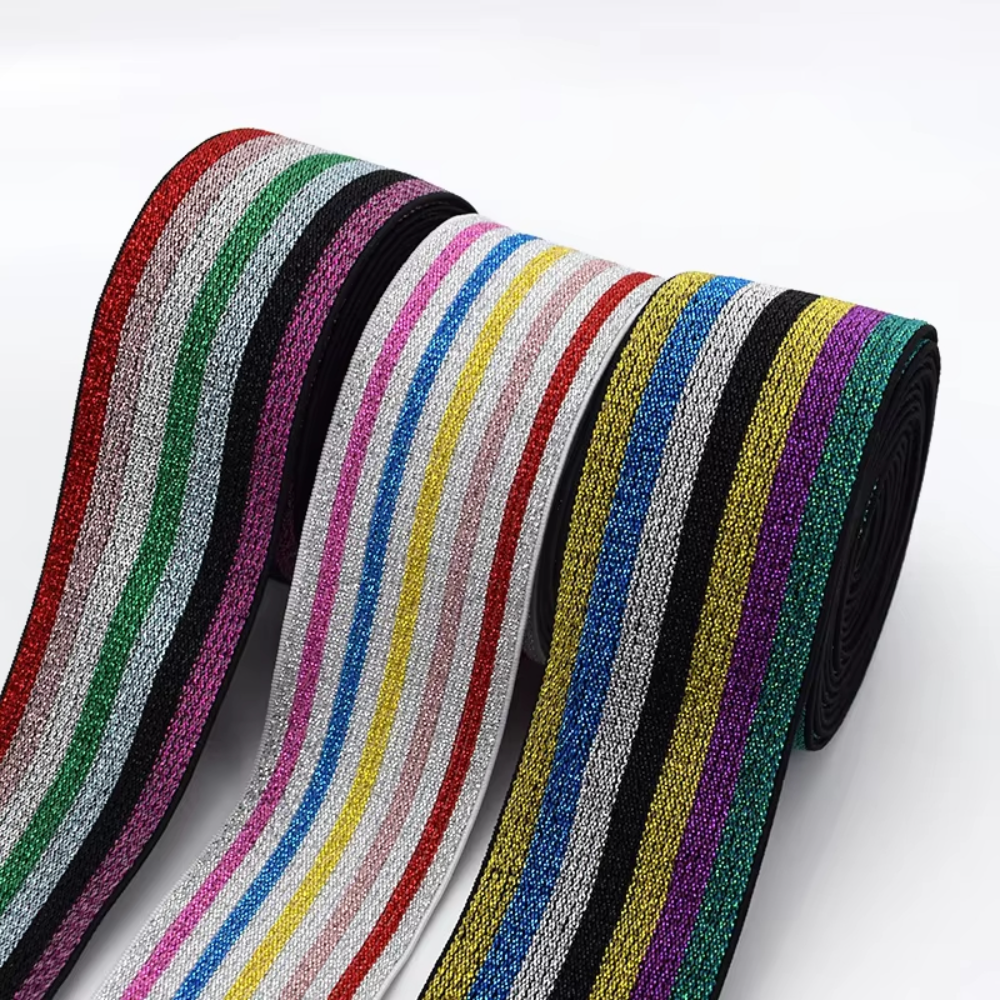 DIY Sewing Accessories Rainbow Stripe Webbing Nylon Elastic Bands For Garment